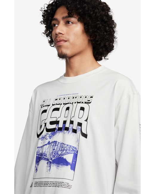 Nike Gray Dri-fit Acg Oversize Long Sleeve Graphic T-shirt for men