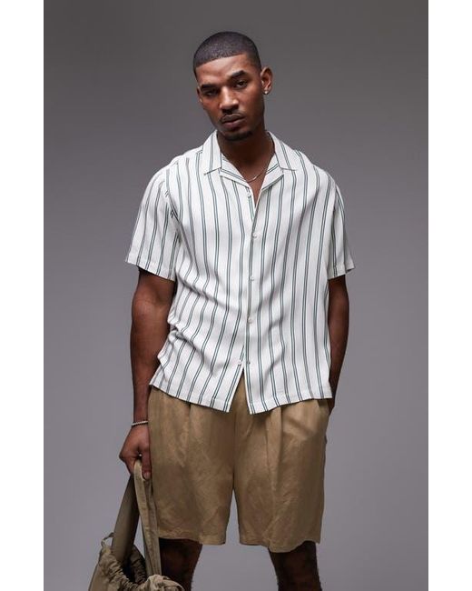 Topman Multicolor Stripe Short Sleeve Camp Shirt for men