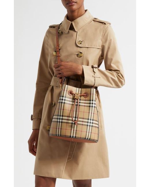 Burberry Black Small Check Coated Canvas Bucket Bag