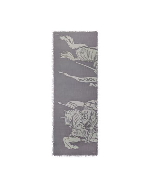 Burberry Gray Wide Ekd Wool Scarf