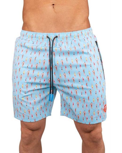 Maceoo Blue Swim Lion Pool Swim Trunks for men