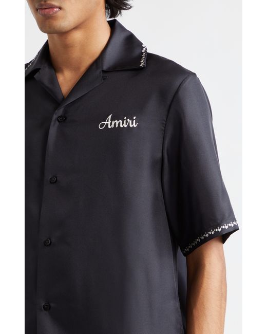 Amiri Black Lanesplitters Silk Bowling Shirt for men