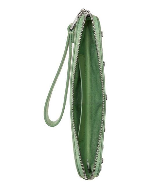 Kate Spade Green Halo Studded Fine Grain Leather Wristlet