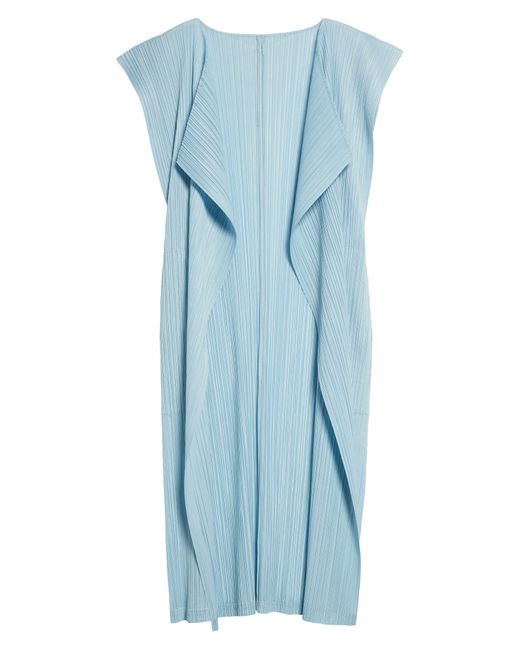 Pleats Please Issey Miyake Blue Monthly Colors March Sleeveless Cardigan