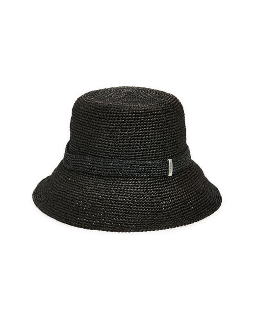 Rag & Bone Black Lela Packable Straw Bucket Hat