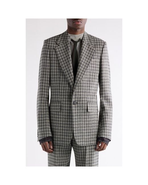 Acne Gray Juman Check Wool Mouliné Twill Blazer for men
