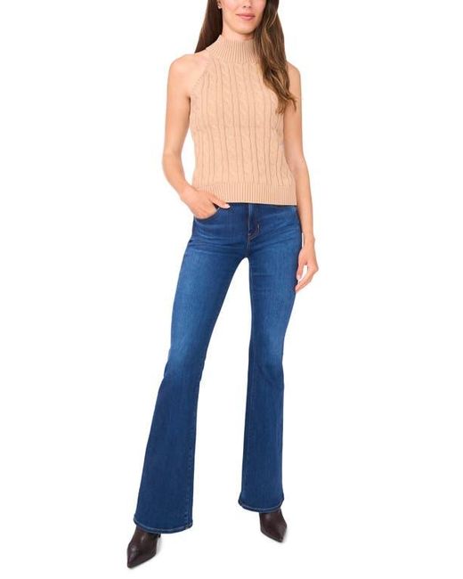 Halogen® Blue Turtleneck Cable Stitch Cotton Sweater Tank