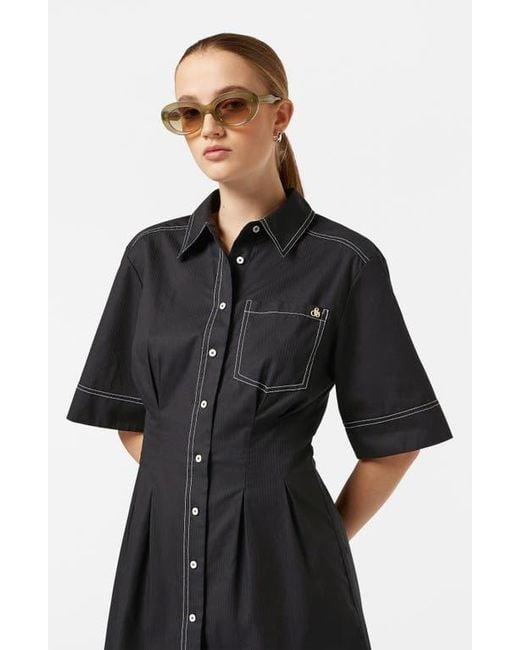 Scotch & Soda Black Stripe Structured Cotton Shirtdress