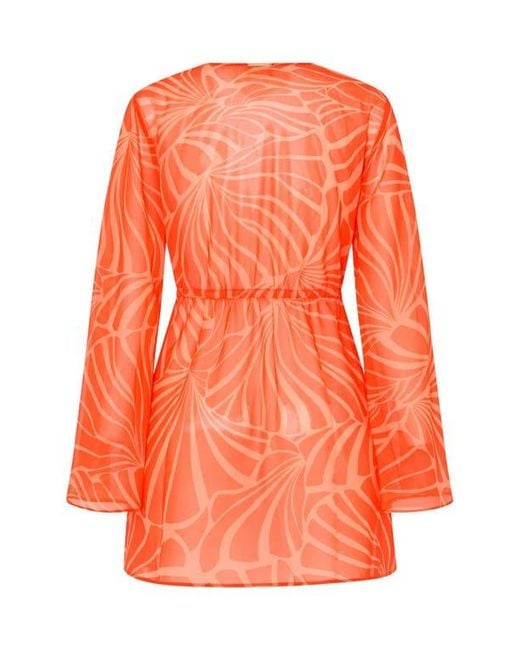 MILLY Orange Jessie Abstract Kai Print Chiffon Cover-Up