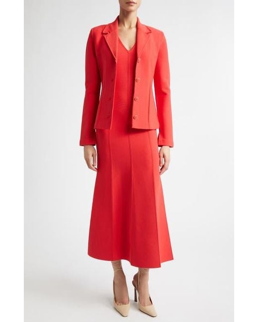 St. John Red Adele Valley Fitted Sweater Jacket