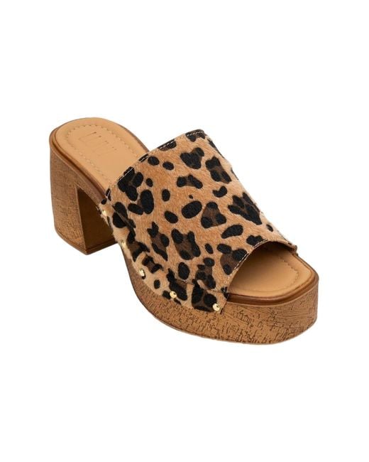 Forever & Always Shoes Brown Pull Leather Platform Mules