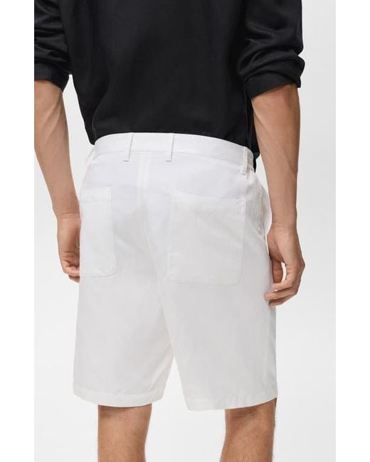 Mango White Elastic Waist Shorts for men