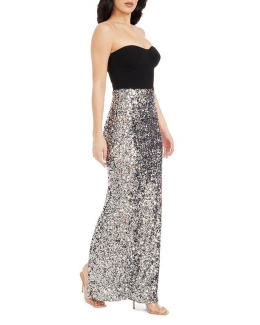 dress the population vada paillette strapless gown Dress the Population Vada Paillette Strapless Gown