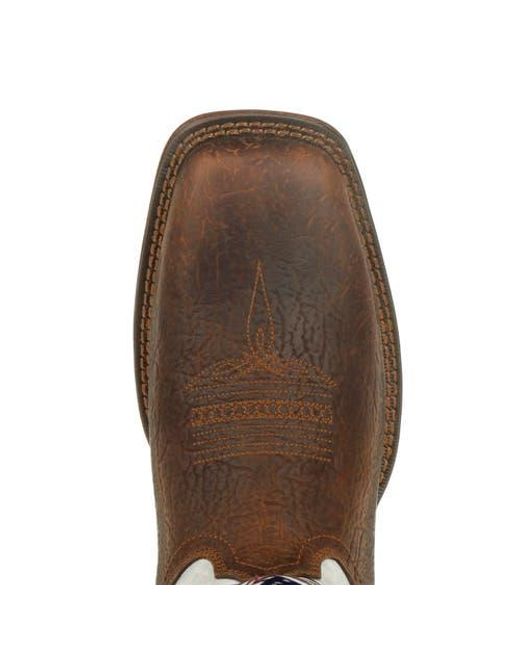 Durango Brown Distressed Flag Embroidery Western Boot for men