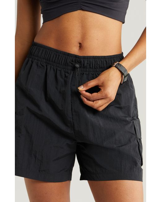 Zella Black Free Form High Waist Nylon Cargo Shorts