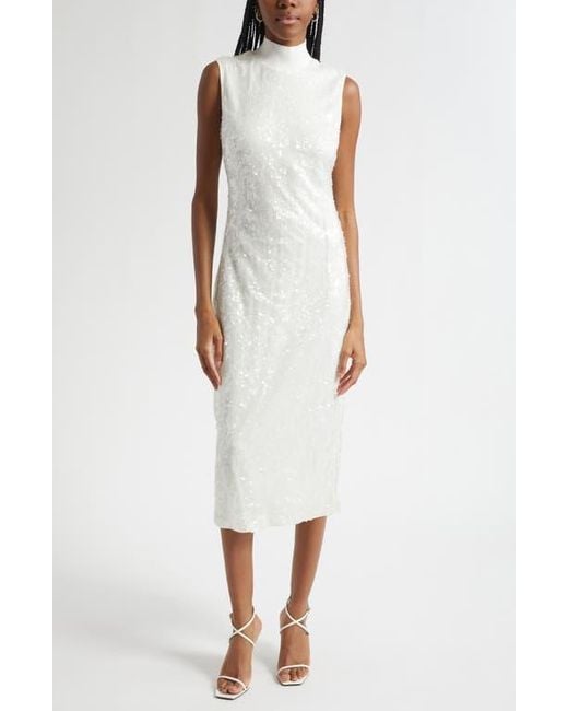 Ramy Brook Catherine Sequin Sleeveless Dress in White | Lyst