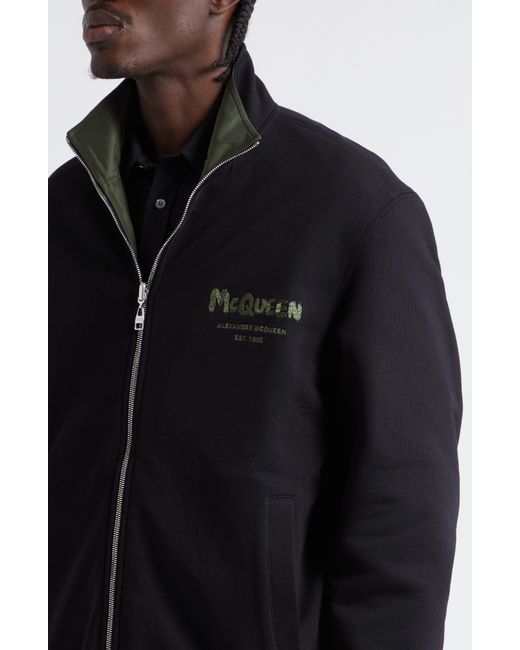 Alexander McQueen Black Graffiti Logo Reversible Cotton Jacket for men