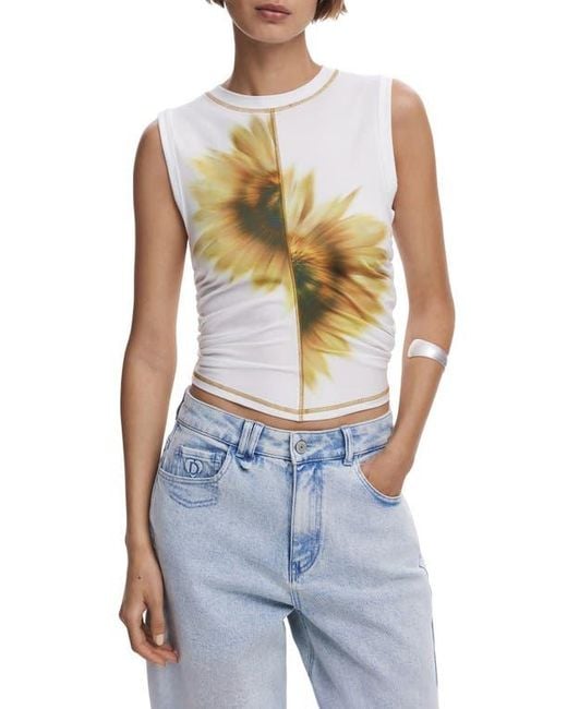 Desigual Blue Split Floral Tank