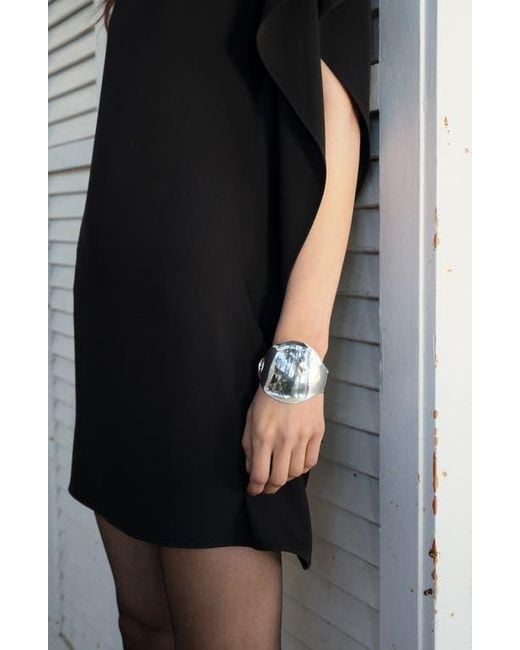 Mango Black Luna Asymmetric Mock Neck Minidress