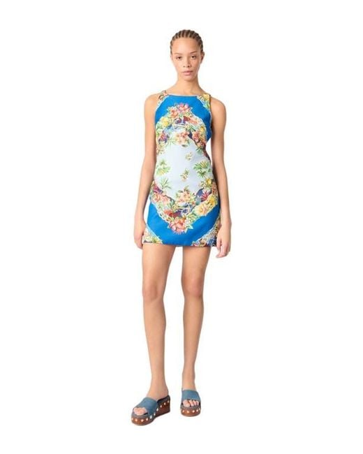Maje Blue Patterned Shift Dress