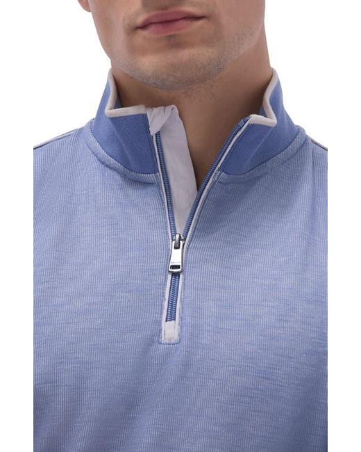Bugatchi Blue Quarter Zip Performance Pullover for men
