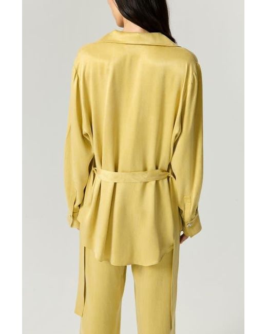 Nocturne Yellow Belted Shirt With Statement Buttons