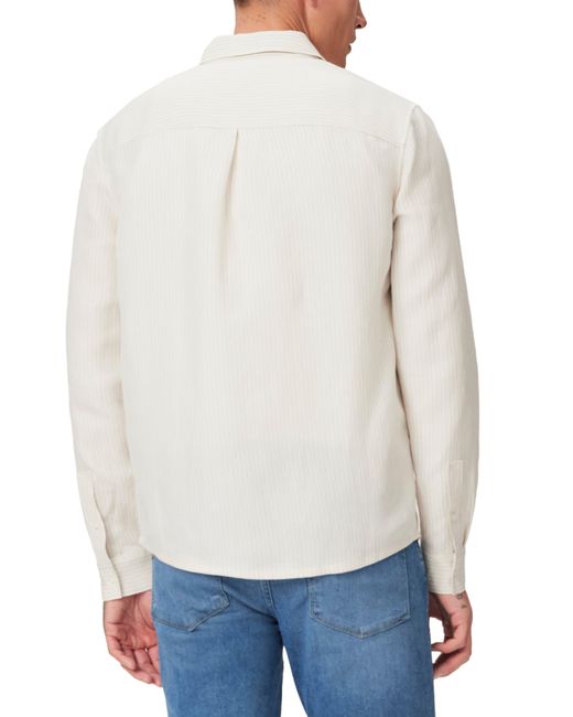 PAIGE White Peters Pinstripe Linen Blend Button-up Shirt for men