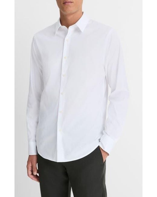 Vince White Stretch Cotton Blend Button-Up Shirt for men