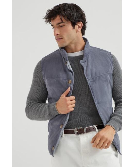 Brunello Cucinelli Gray English Rib Knit Sweater for men