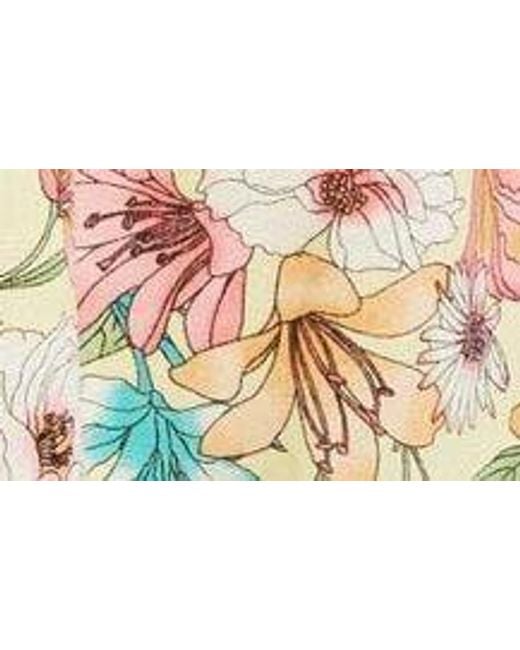 Charles Henry Multicolor Floral Halter Linen Blend Midi Dress