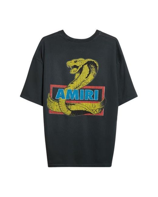 Amiri Black Crystal Cobra Oversize Graphic T-Shirt for men