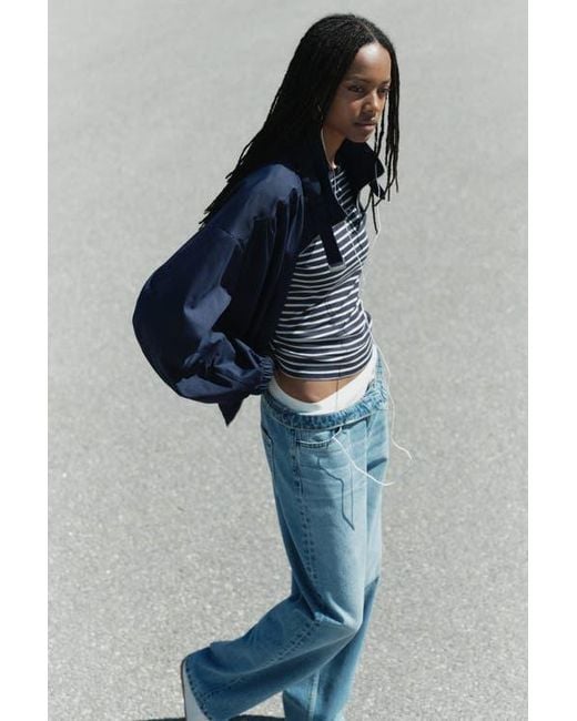 H&M Blue Oversized Bomber Jacket