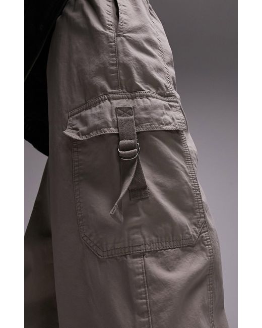 TOPSHOP Black Grosgrain Detail Cotton Cargo Pants