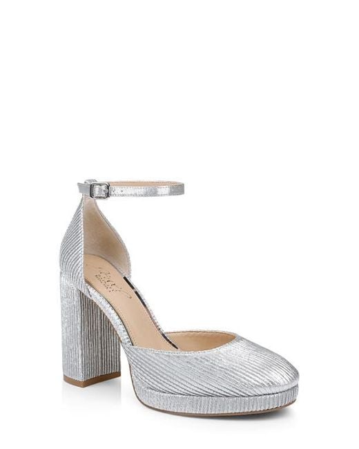 Badgley Mischka White Stephanie Ankle Strap Platform Pump