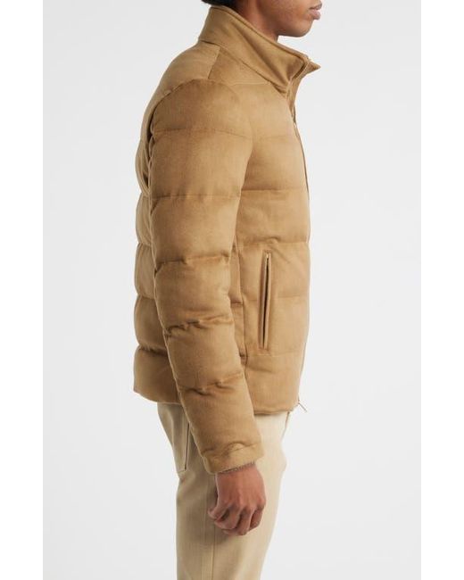 Aurélien Brown Water Resistant Quilted Wool Puffer Jacket for men
