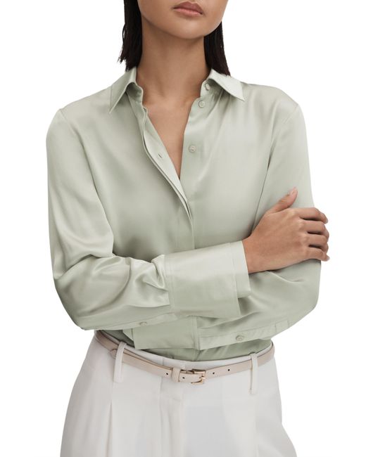 Reiss Gray Irina Silk Button-up Shirt