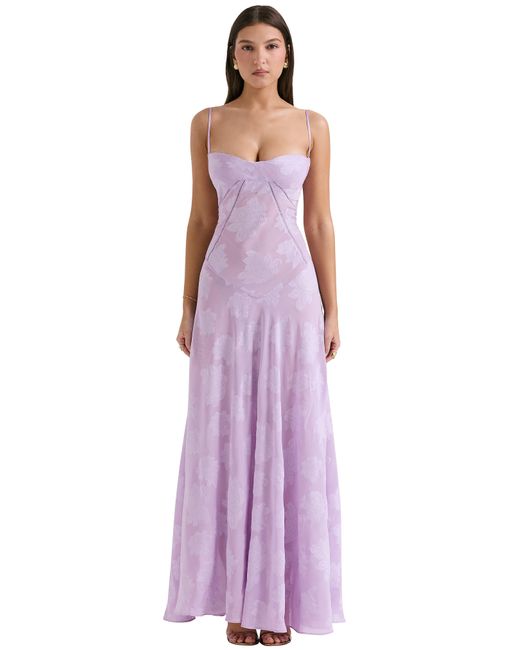 House Of Cb Purple Seren Blush Lace-up Back Gown