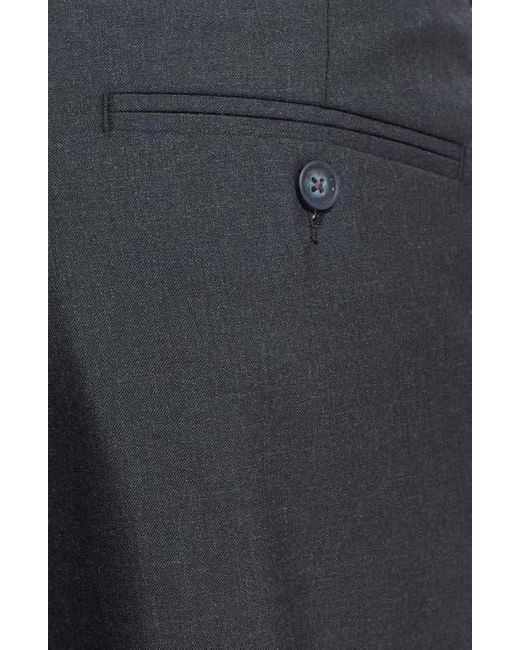Berle Blue Self Sizer Waist Plain Weave Pleated Washable Trousers for men