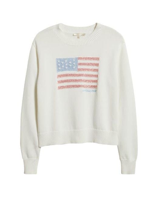 LoveShackFancy White Sequin Flag Cotton Sweater