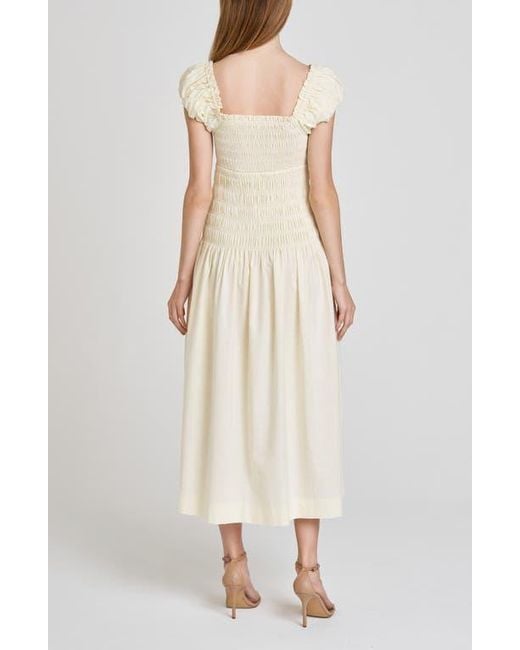 Wayf White Cassidy Smock Bodice Midi Sundress