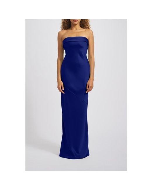 Amsale Blue Strapless Bias-Cut Gown