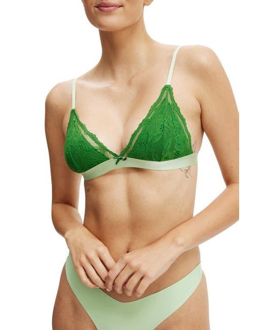 Cotton On Green Everyday Lace Triangle Padded Bralette