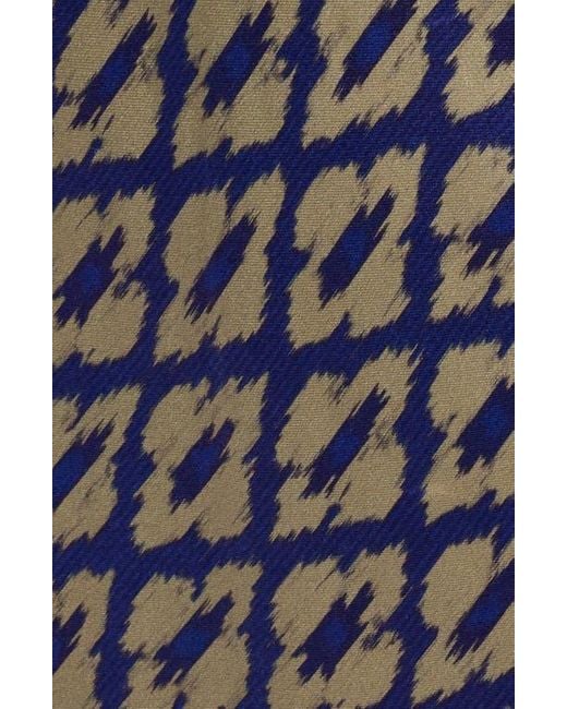 Santi Purple Neena Ikat Print Long Sleeve Asymmetric Cocktail Dress With Dupatta