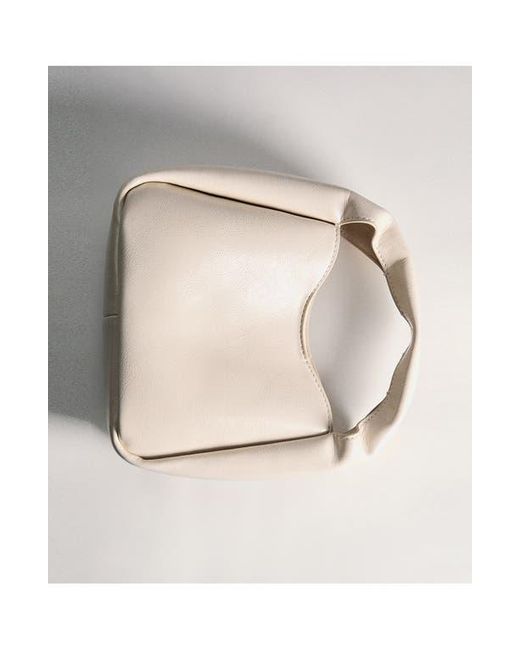 Mango White Mini Faux Leather Top Handle Bag