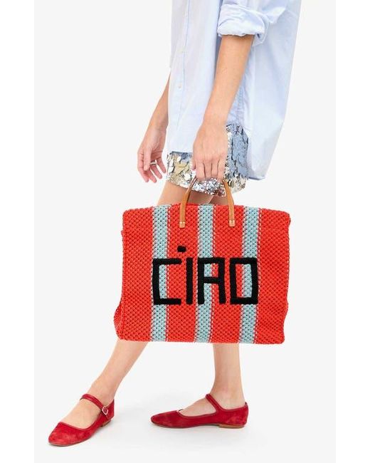 Clare V. Red Summer Simple Crochet Tote
