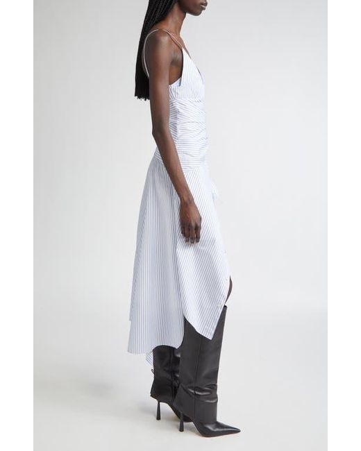 Monse White Cascade Stripe Cotton Poplin Dress