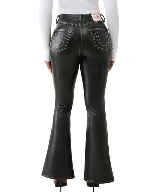 True Religion Black Charlie Lace-Up Faux Leather Flare Pants