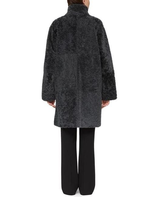 Lafayette 148 New York Black Reversible Genuine Shearling Coat
