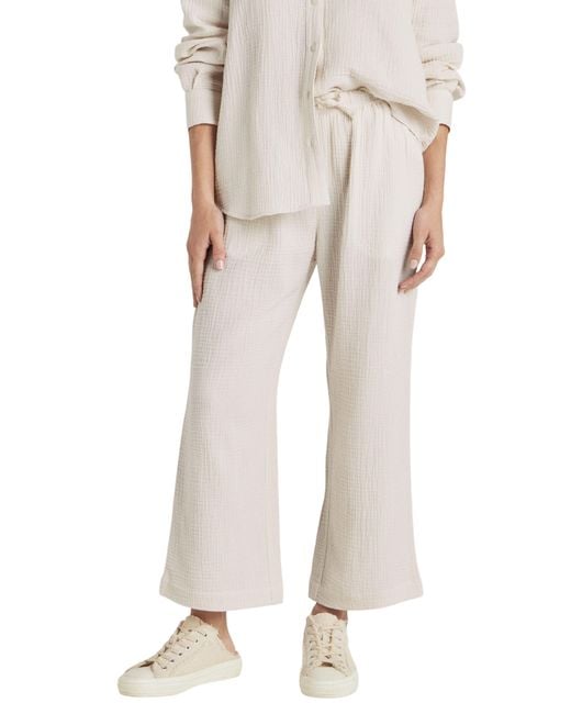 Splendid Natural Adele Cotton Gauze Drawstring Pants