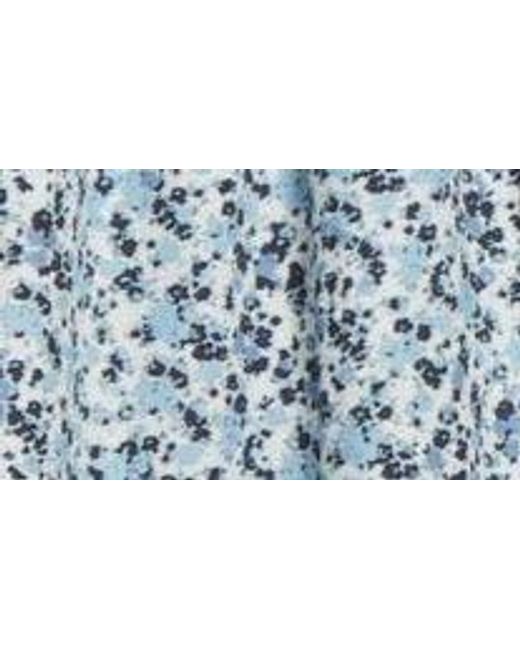 Ganni Blue Abstract Print Organic Cotton Midi Dress